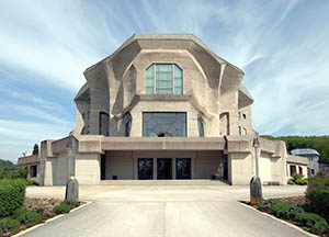 ‘Rudolf Steiner’, Dweller on the Threshold Front-view-of-the-Goetheanum-in-the-Swiss-town-of-Dornach-the-seat-of-the-General-Anthroposophical-Society-